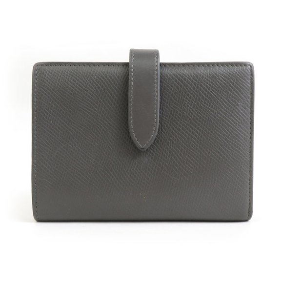 CELINE Bi-fold wallet Medium strap Leather Grey Women's h30542 - Picture 1 of 5